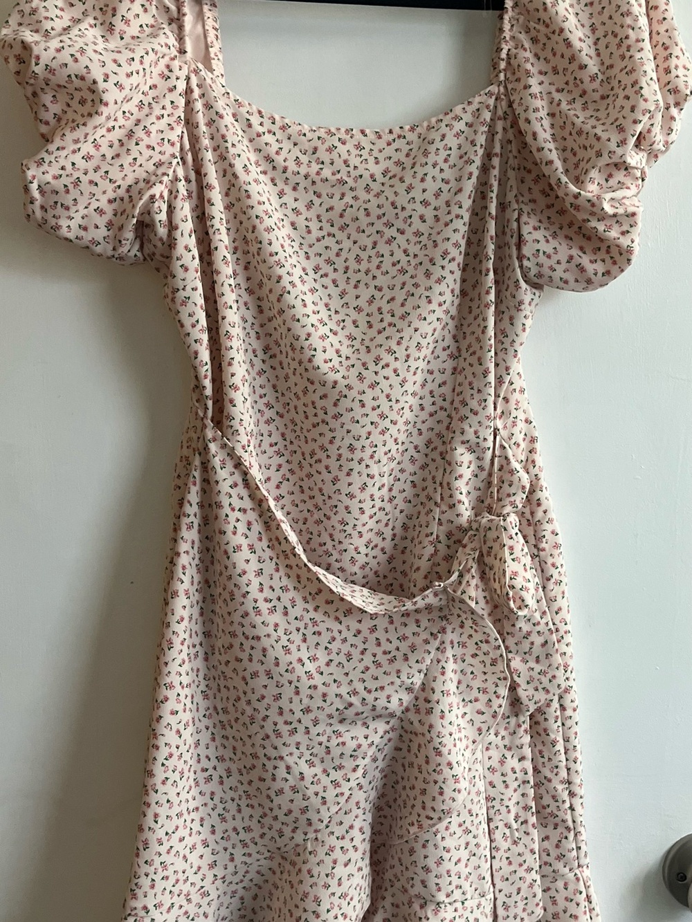 Young Girl Speechless Pink Floral Puff-Sleeve Wrap Dress